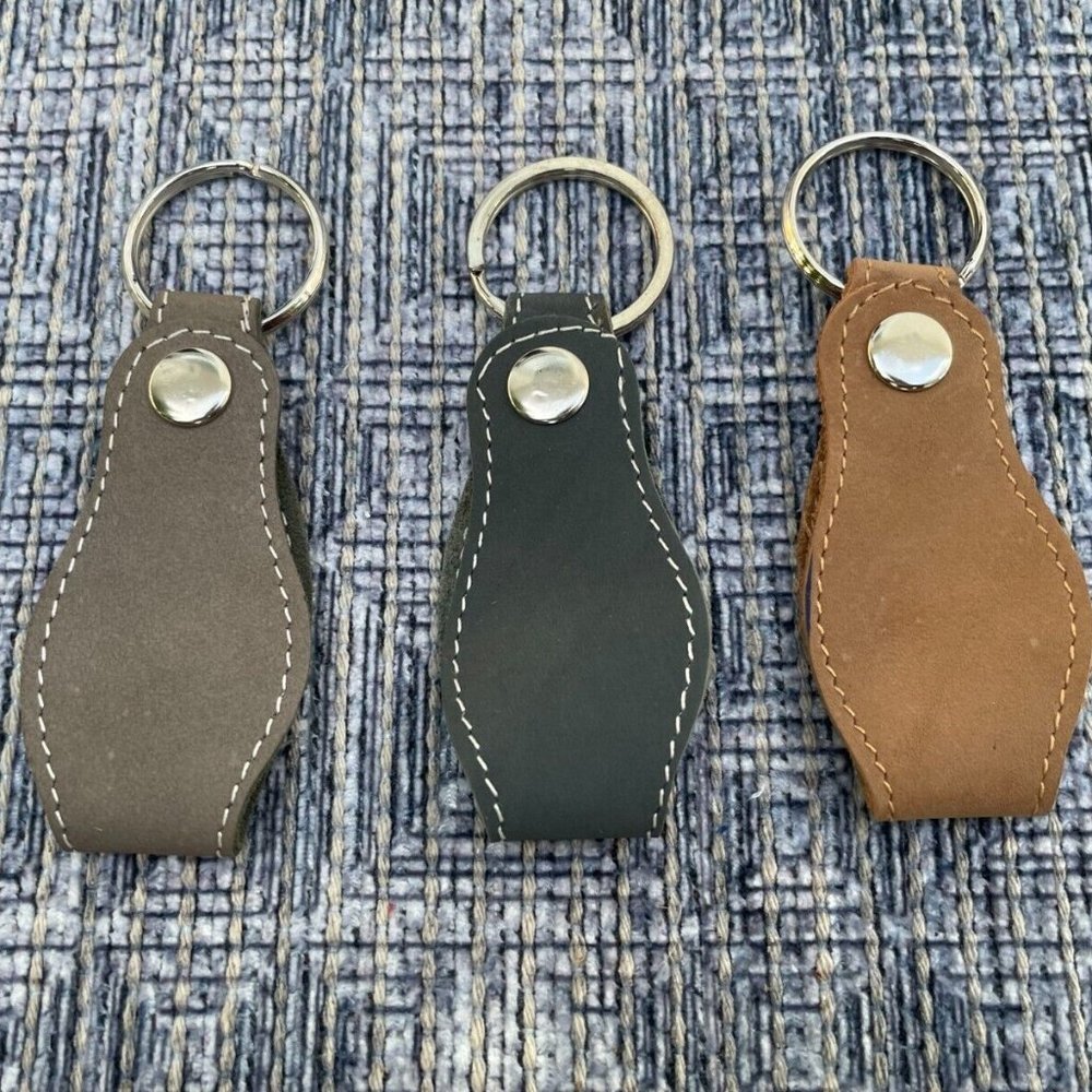 3 Keychains Handmade Genuine Leather Detachable to Belt Keys Holder lot of 3